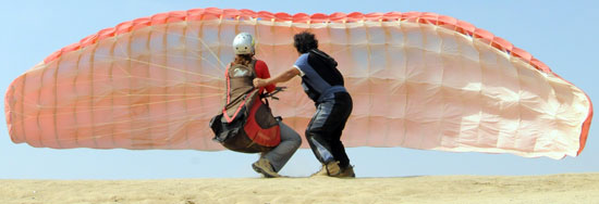 Paragliding on the coast of Lima, Peru